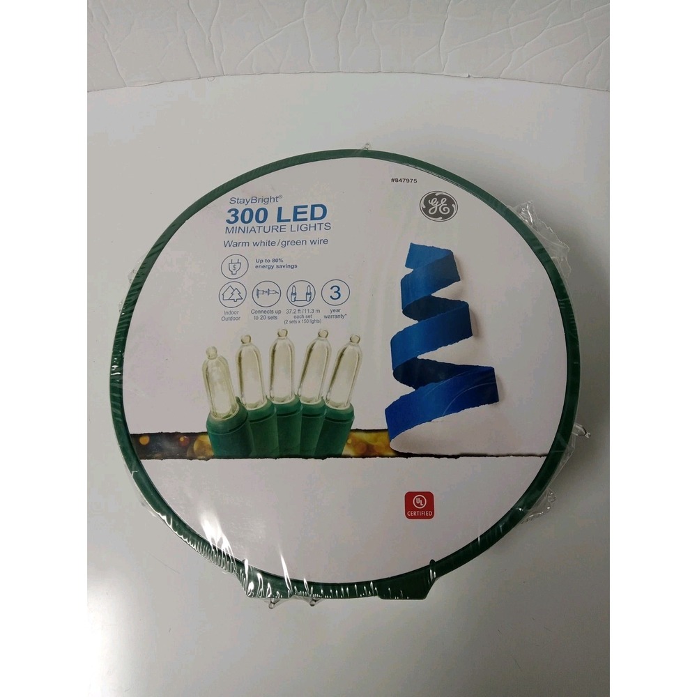 GE StayBright 300count Warm White LED Miniature Christmas String Lights 847975